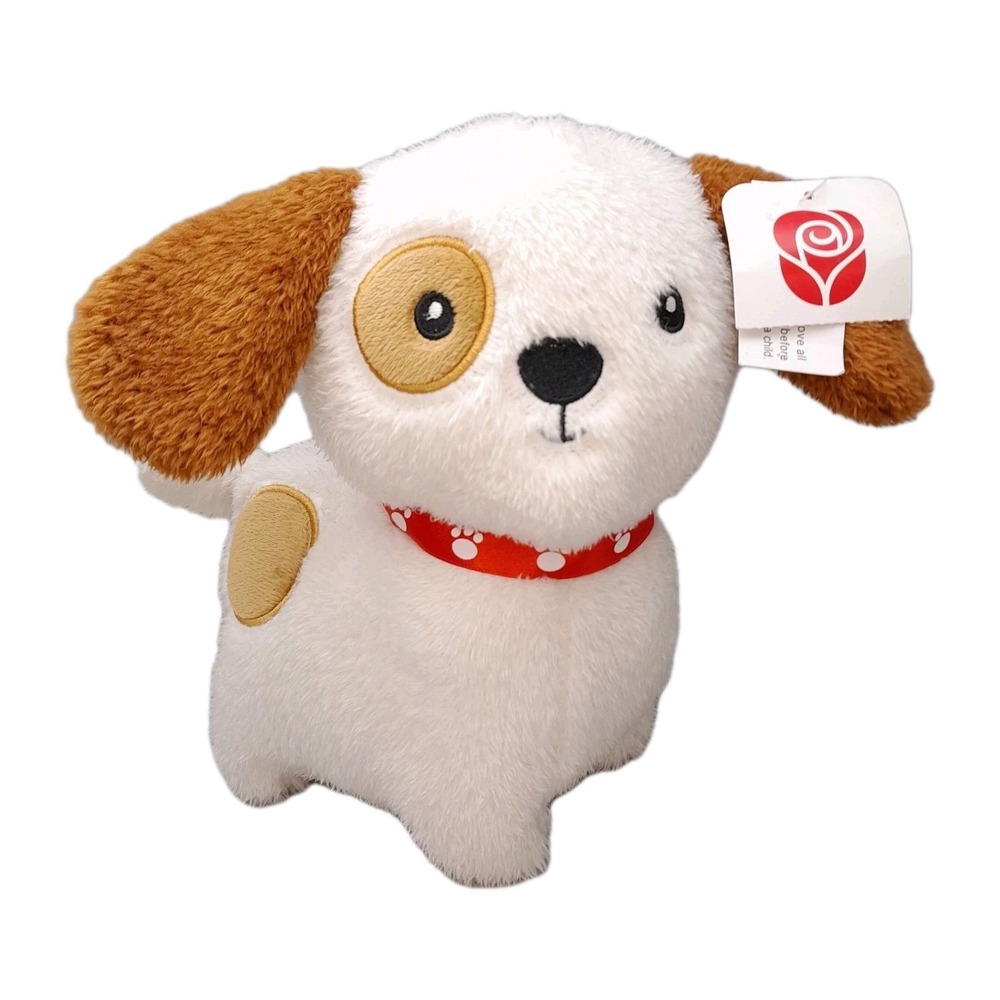 American Greetings Dog Plush 8" White Brown Stuffed Animal NWT Toy